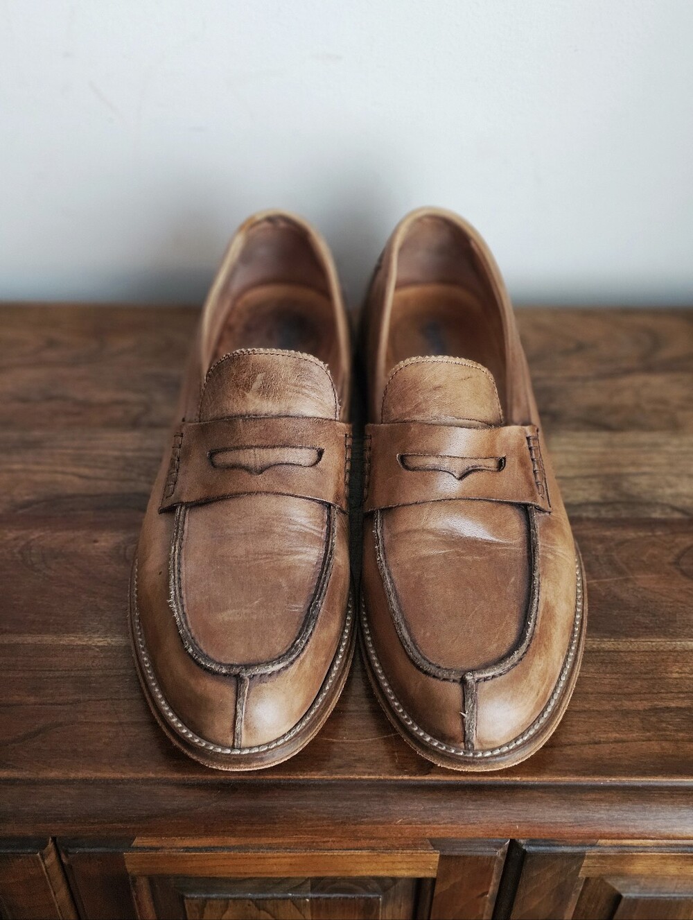 Pittarello Made in Italy Men’s EU 43 Brown Leather Penny Loafers Vero Cuoio
